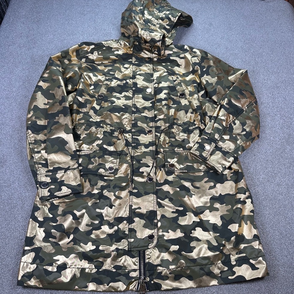 Michael Kors Gold Camouflage Anorak Hooded Jacket Womens‎ Small New
